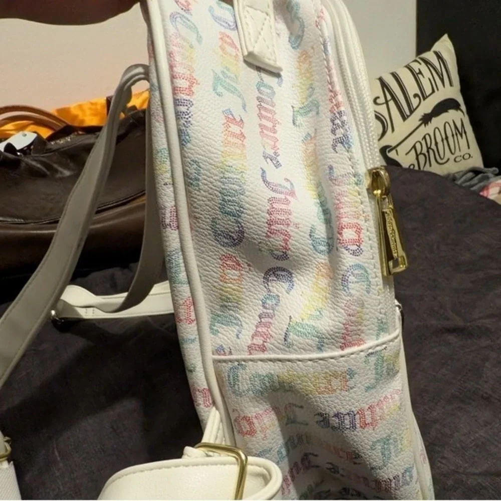Juicy‎ Couture White Leather Multi Colored Monogram Backpack